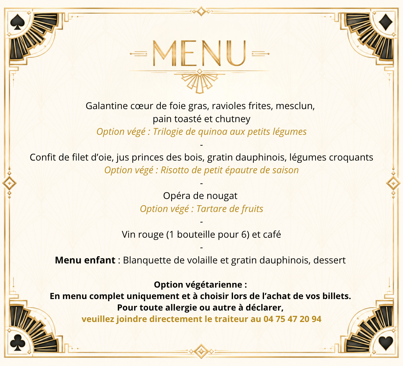 Menu Délices Magiques - Délices des Payres